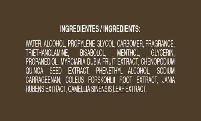 AFTER SHAVE GEL PARA BARBA GALEON XXI FUXION ingredientes tabla nutricional de componentes naturales ¿que contiene?