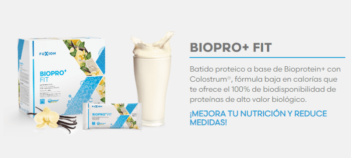 productos fuxion biopro fit batido proteina para control de peso apetito reducir medidas
