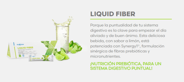 liquid fibra fuxion regulador de la flora intestinal prebiotica