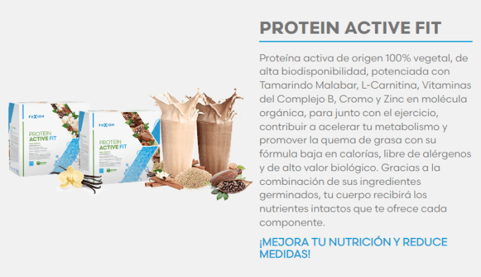 protein active fit fuxion batido protein vegetal para control de peso apetito reducir medidas