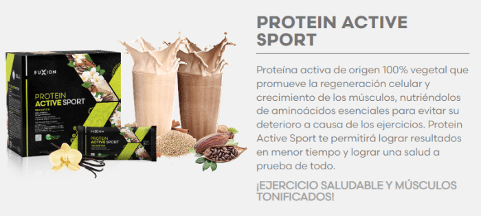 PROTEIN ACTIVE SPORT FUXION batido proteina vegetal vegena para aumentar masa muscular subir de peso