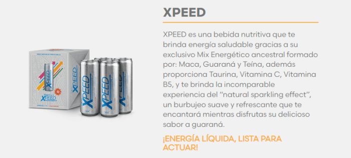 XPEED PRODUCTOS FUXION Bebida energizante natural con te verde, maca, toronja y vitaminas