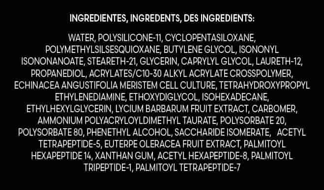 SERUM PARA CONTORNO DE OJOS LUSSOME FUXION ingredientes tabla nutricional de componentes naturales ¿que contiene?
